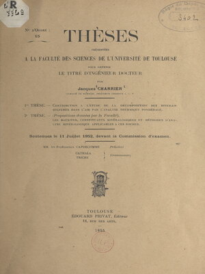 cover image of Contribution à l'étude de la décomposition des minerais sulfurés dans l'air par l'analyse thermique pondérale